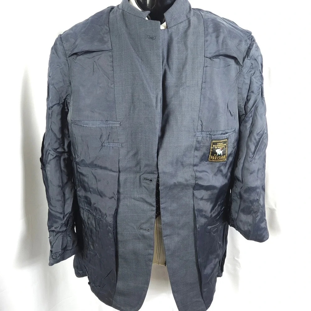 Hart‎ Schaffner Marx Men's Navy Plaid Wool Sport Coat Blazer 40R